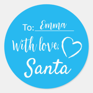 Adesivo Redondo Azul Natal Com Amor Com Papai noel