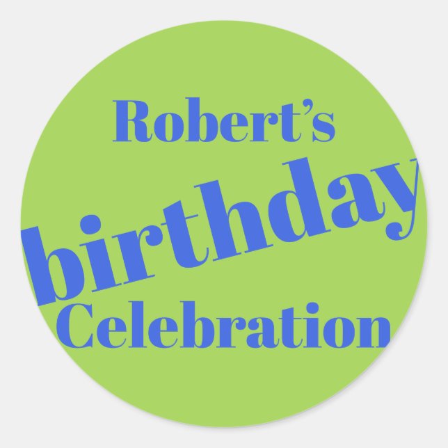 Adesivo Redondo Azul Negrito na Festa de aniversário do Verde limã (Frente)
