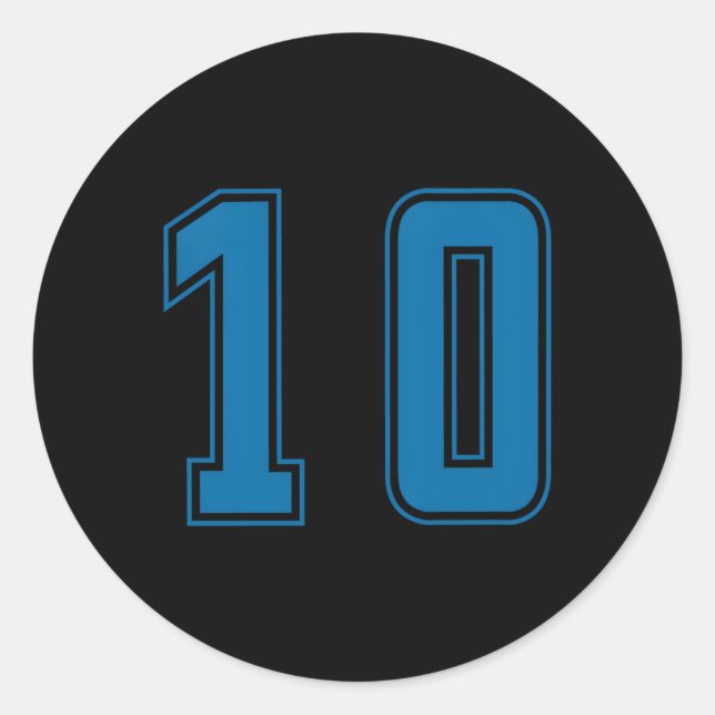 Adesivo Redondo Azul Número 10 Equipe Esportiva Júnior Uniforme Nu (Frente)