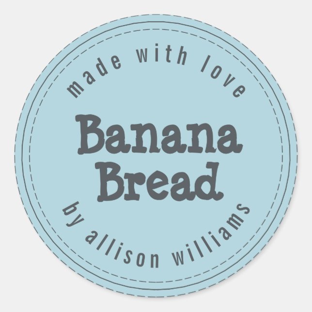 Adesivo Redondo Azul-pão de banana caseiro moderno (Frente)