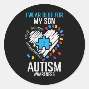 Adesivo Redondo Azul Para Meu Filho Autismo Conhecimento Da Famíli