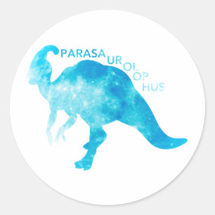 Adesivo Redondo Azul Parasaurolophus - Escolha a cor de fundo
