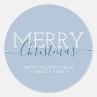 Azul pastel de Natal Moderno e Feliz