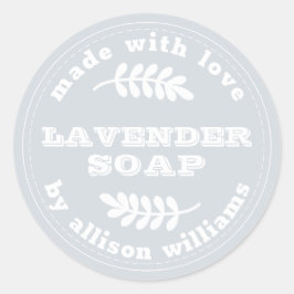 Adesivo Redondo Azul Pastel de Sabão de Lavanda Personalizado