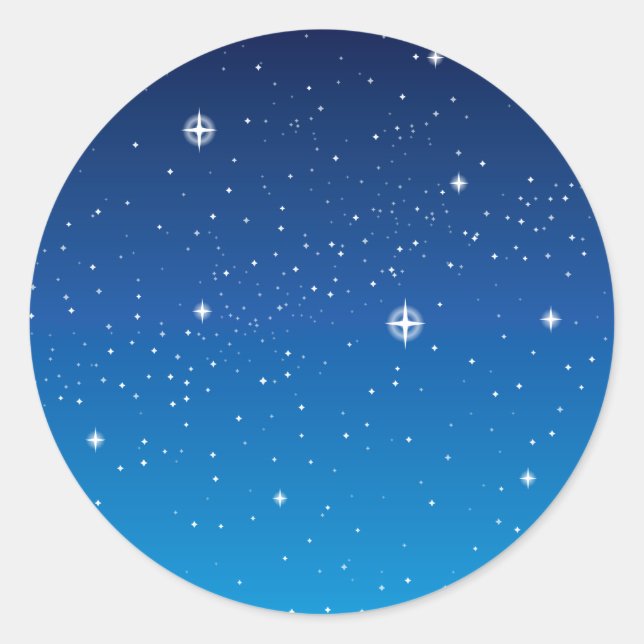 Adesivo Redondo Azul profundo céu noturno estrelado (Frente)
