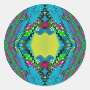 Adesivo Redondo ~ Azul-rosa-preto e verde-amarelo ~