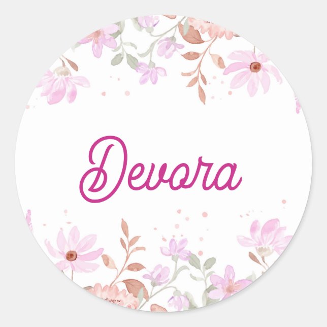 Adesivo Redondo Azul-rosa-rosa, mitzva guardanapo com nome (Frente)