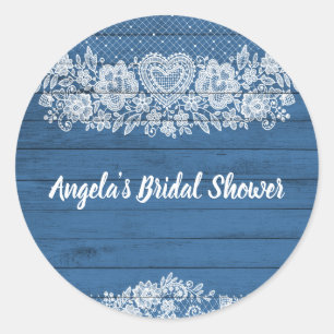 Adesivo Redondo Azul, Russo, Lace Farmhouse Chic