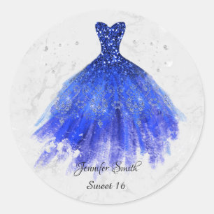 Adesivo Redondo Azul Sapphire Glitter Doce Dezesseis