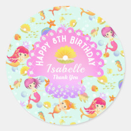 Adesivo Redondo Azul Sereia