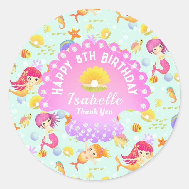 Adesivo Redondo Azul Sereia (Frente)