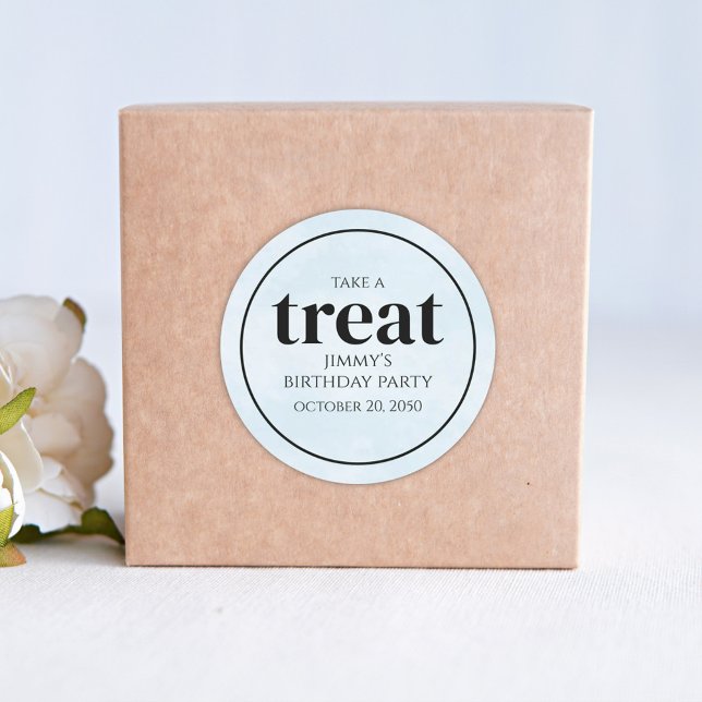 Adesivo Redondo Azul Simples de Aniversário Personalizado (Criador carregado)