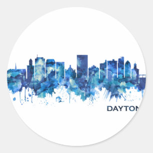 Adesivo Redondo Azul Skyline Dayton Ohio