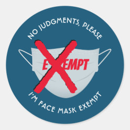 Adesivo Redondo Azul Teal | ISENÇÃO DE MÁSCARAS ROSTAS