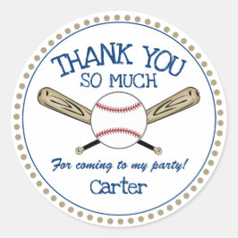 Adesivo Redondo Azul|Tema Dourado do Baseball Obrigado