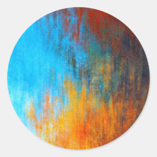 Adesivo Redondo azul-turquesa, laranja e vermelho abstrato