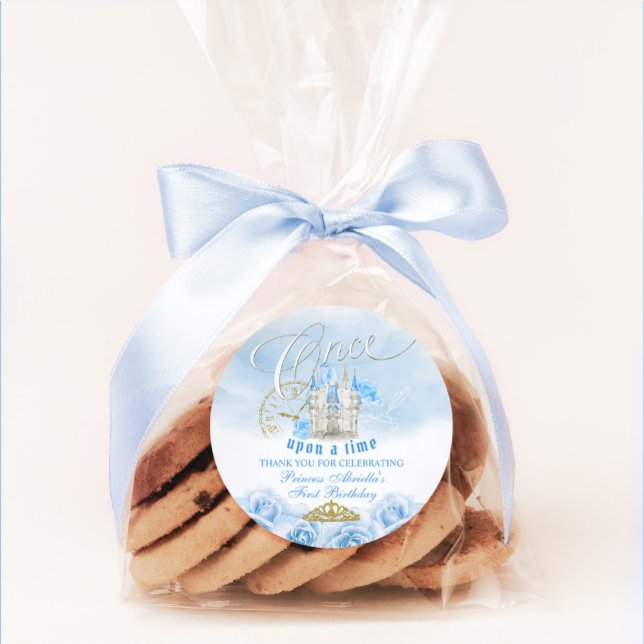 Adesivo Redondo Azul Uma Vez sobre uma Princesa do Tempo (Criador carregado)