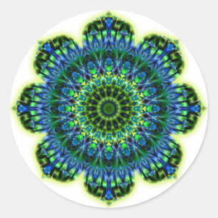 Adesivo Redondo Azul verde da mandala