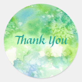 Adesivo Redondo Azul, Verde, Lava-Lava-Lhe Muito Obrigado