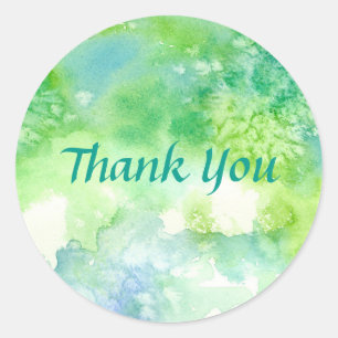 Adesivo Redondo Azul, Verde, Lava-Lava-Lhe Muito Obrigado