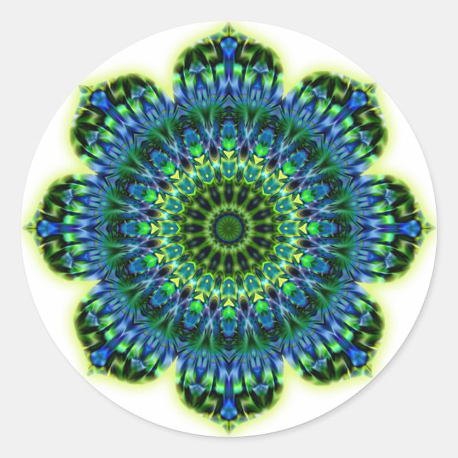 Adesivo Redondo Azul verde Mandala (Frente)