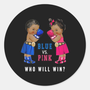 Adesivo Redondo Azul Vs Rosa Étnica Boxin Bebês Sexo Revelação S