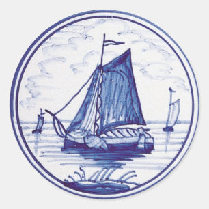 Adesivo Redondo Azulejo azul tradicional holandês