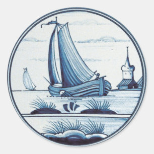 Adesivo Redondo Azulejo azul tradicional holandês