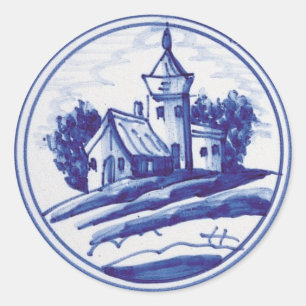 Adesivo Redondo Azulejo azul tradicional neerlandês