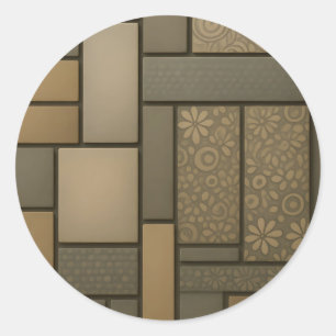 Adesivo Redondo Azulejo Bege Neutro Padrão Mosaico