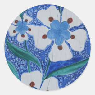 Adesivo Redondo azulejo de cerâmica, azul e branco, otomano turco