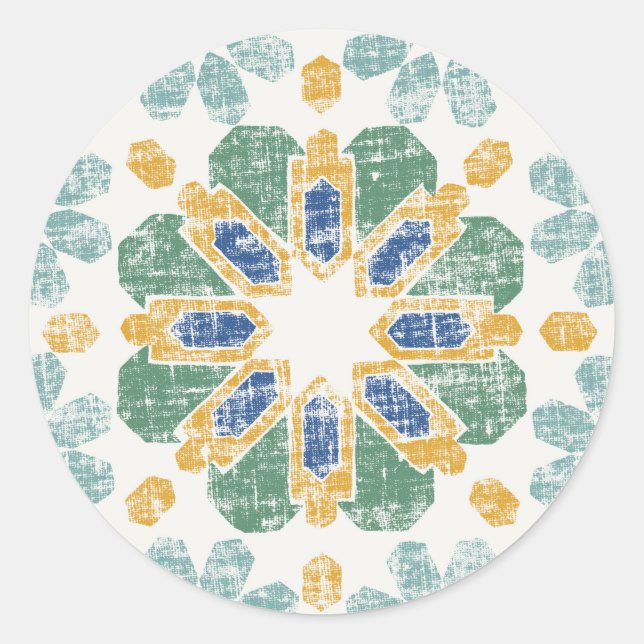 Adesivo Redondo Azulejo marroquino - Pond (Frente)