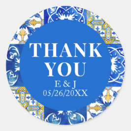 Adesivo Redondo Azulejo moderno do Verão mediterrânico