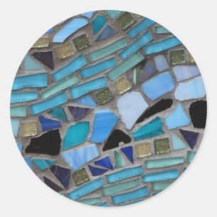 Adesivo Redondo Azulejos do mosaico de azul e verde