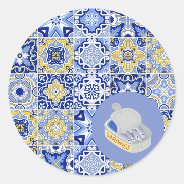 Adesivo Redondo Azulejos e Sardinhas (Frente)
