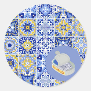 Adesivo Redondo Azulejos e Sardinhas