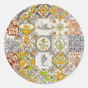 Adesivo Redondo Azulejos holandeses