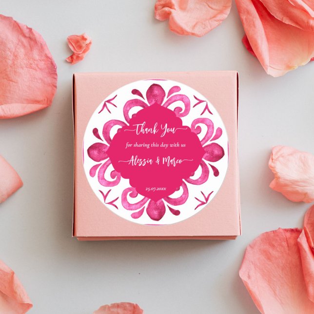 Adesivo Redondo Azulejos magenta Fucsias personalizados Majólica  (Criador carregado)