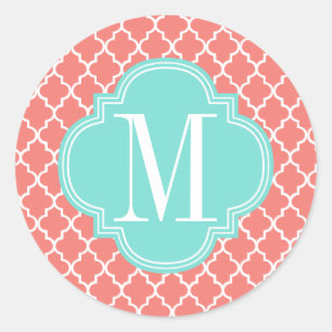 Adesivo Redondo Azulejos marroquinos Coral Lattice Personalizado