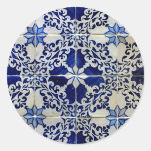 Adesivo Redondo Azulejos, Portuguese Tiles