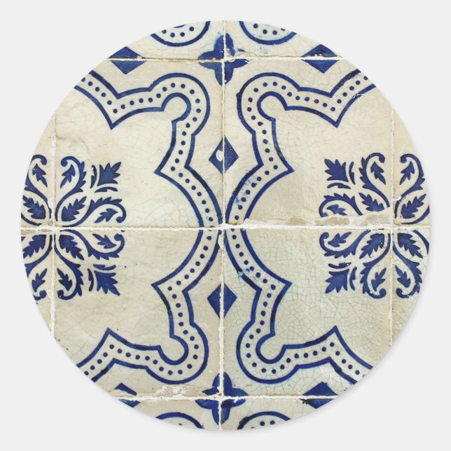 Adesivo Redondo Azulejos, Portuguese Tiles (Frente)