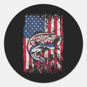 Adesivo Redondo B Camisa De Pesca Americana Pavilhão Dos Eua Tee M