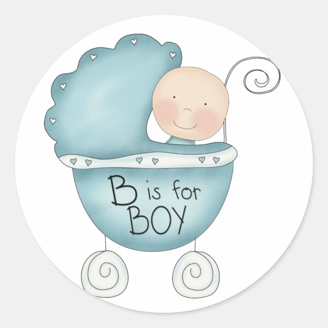 Adesivo Redondo B é para Boy Blue Baby Buggy (Frente)
