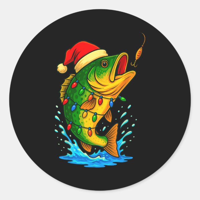 Adesivo Redondo B Fish Christmas Fishing  (Frente)