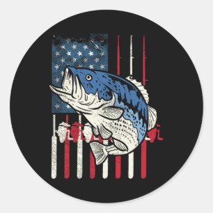 Adesivo Redondo B Fish Us Bandeira Americana Pescadores Patriótico