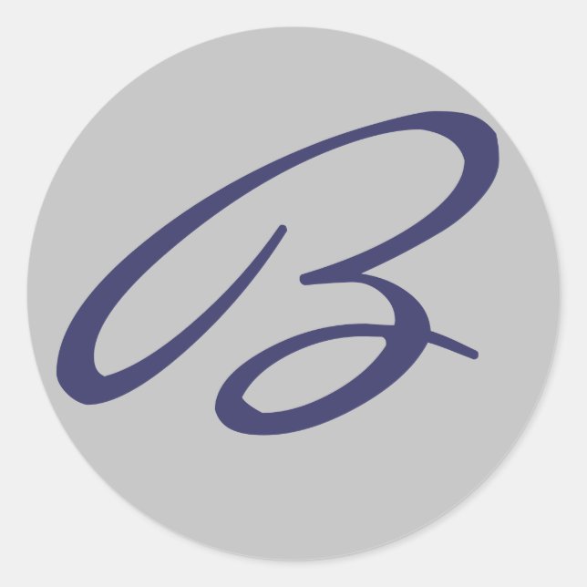 ADESIVO REDONDO "B" MONOGRAMA CINZA E MARINHO AZUL (Frente)