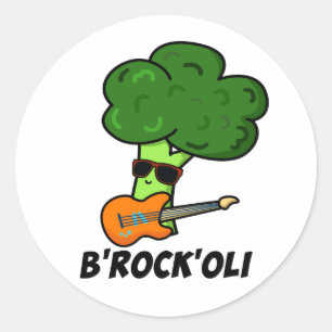 Adesivo Redondo B-Rock-Oli Funny Rocker Broccoli Pun