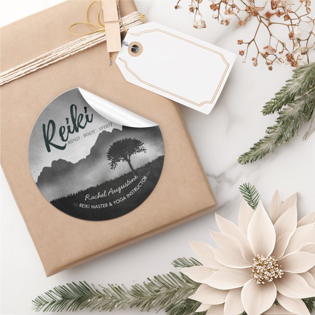 Adesivo Redondo B&W Instrutor de Mediação do Mestre Yoga de Salóni (Criador carregado)