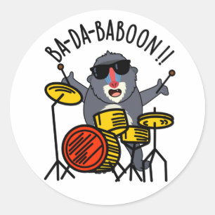 Adesivo Redondo Ba-da-ba-boon Funny Baboon Pun