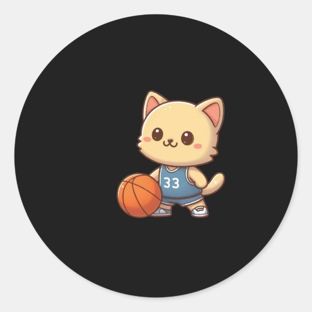 Adesivo Redondo Ba Gato de Basquete (Frente)